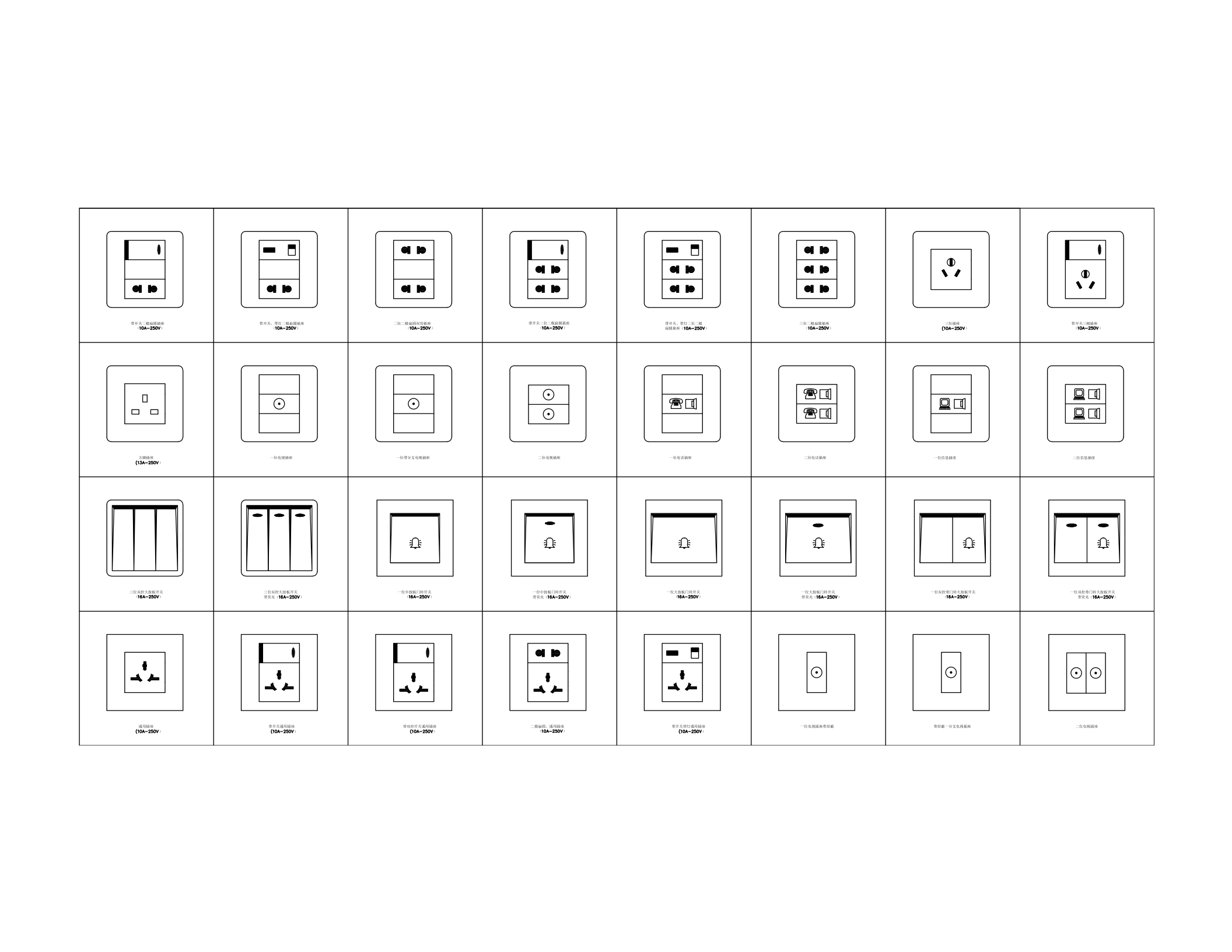 CAD开关插座图库大全灯具图例制图规范
