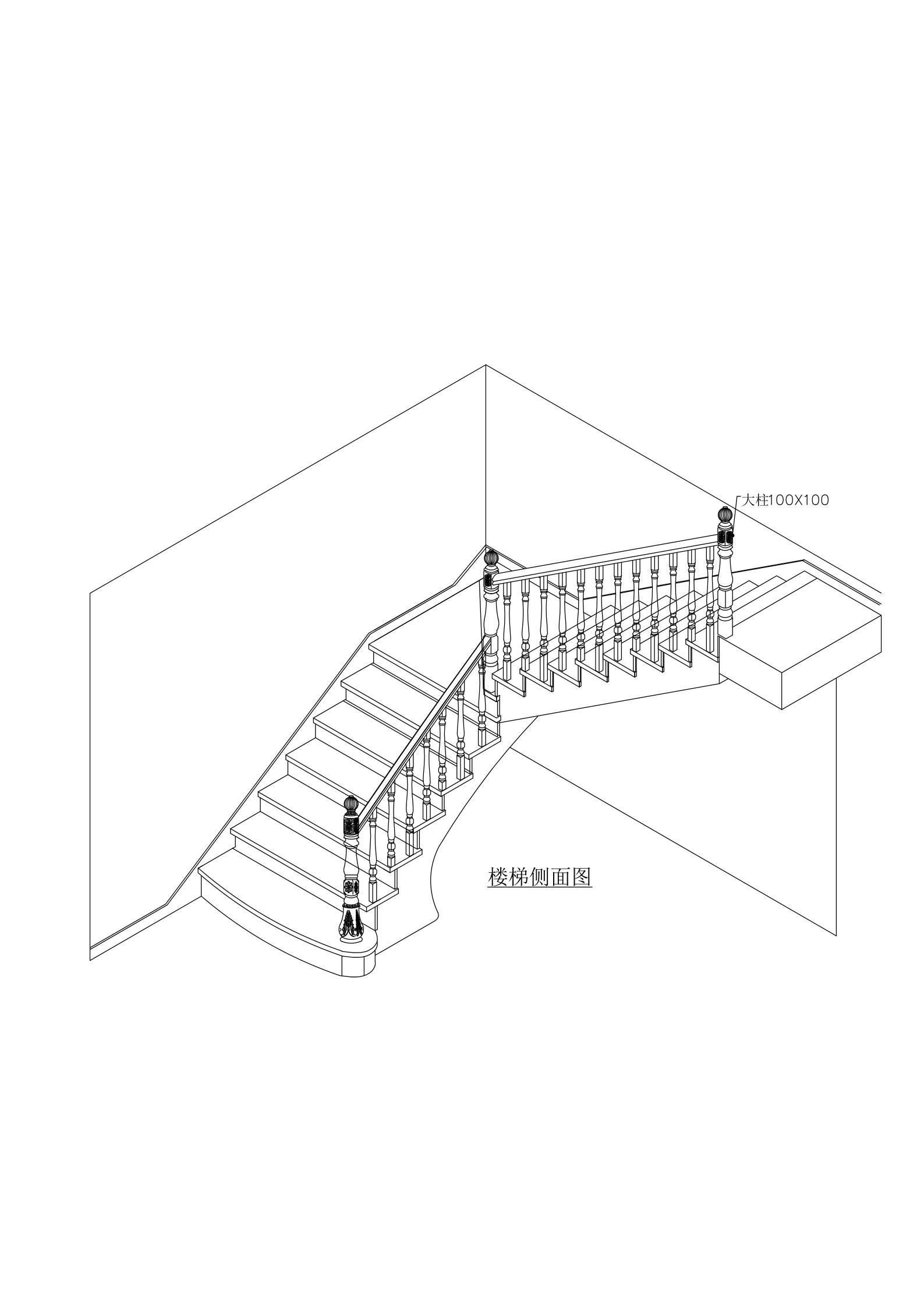 原创2014实木楼梯分解生产图cad