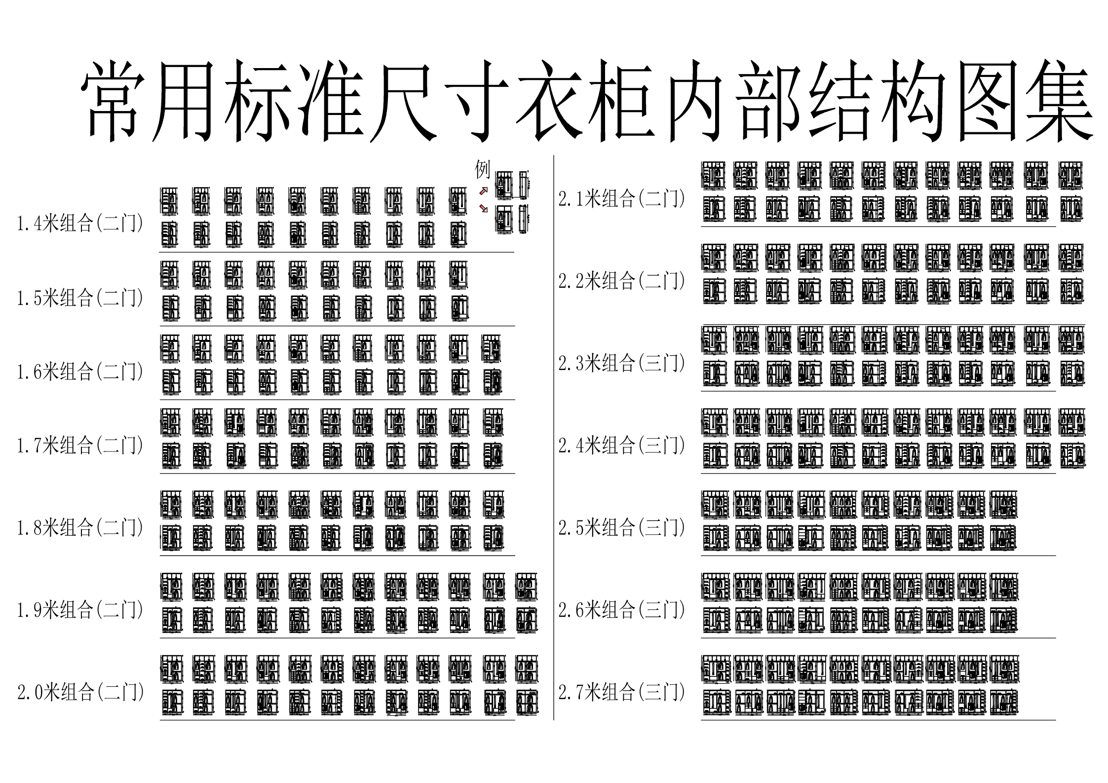 常用标准尺寸衣柜内部结构图集