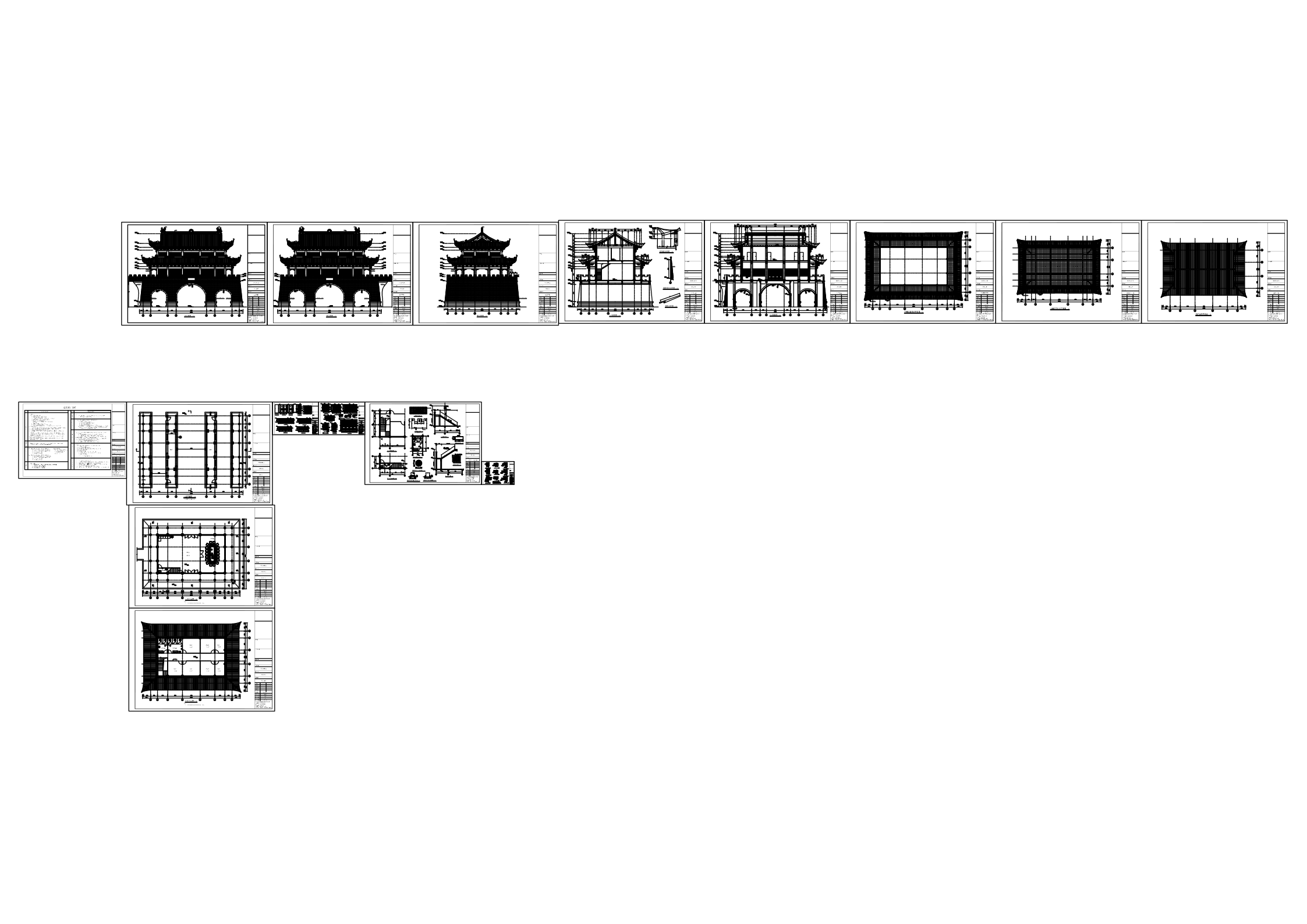 原创仿古代城门楼建筑全套CAD施工图