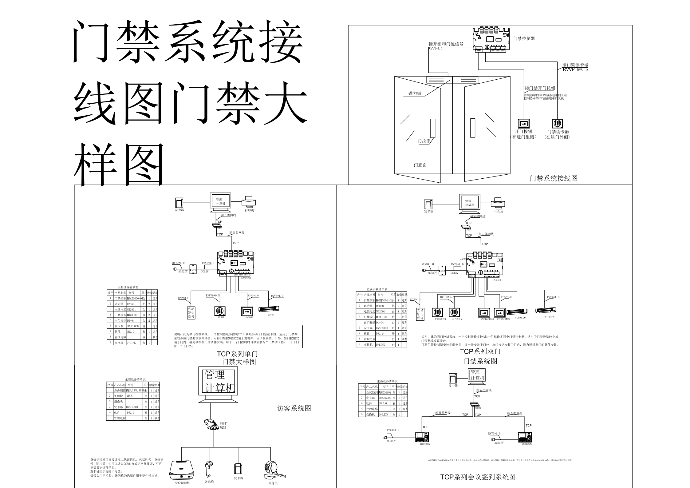 原创门禁系统接线图门禁大样图